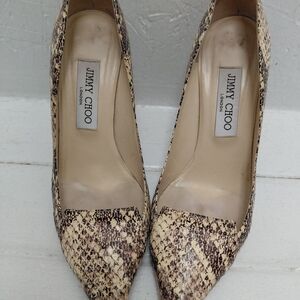 Jimmy Choo Snakeskin Pattern Heels - Brown and Cream